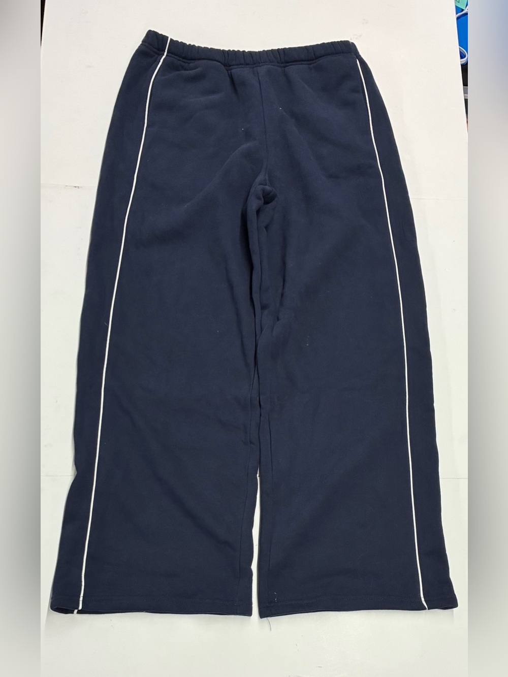 New Edikted Navy Blue Track Pants with White Piping Size Largr
